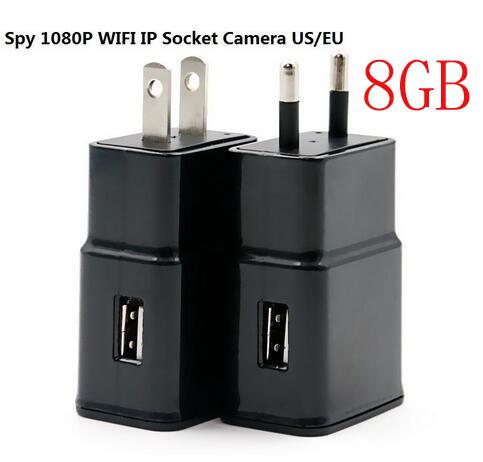 HD 1080P Pinhole Wireless IP Socket Camera Motion Detection Alarm H.264 WIFI Cam P2P,8GB socket camera