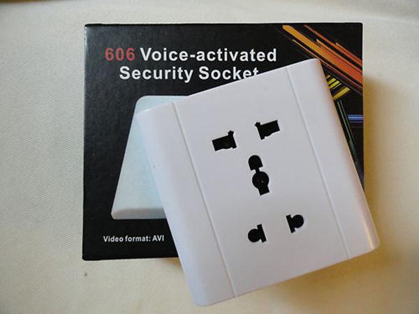 Home Office Wall Socket pinhole camera 606 voice-activated security Socket camera digital Video Recorder Mini DVR white 50pcs/lot