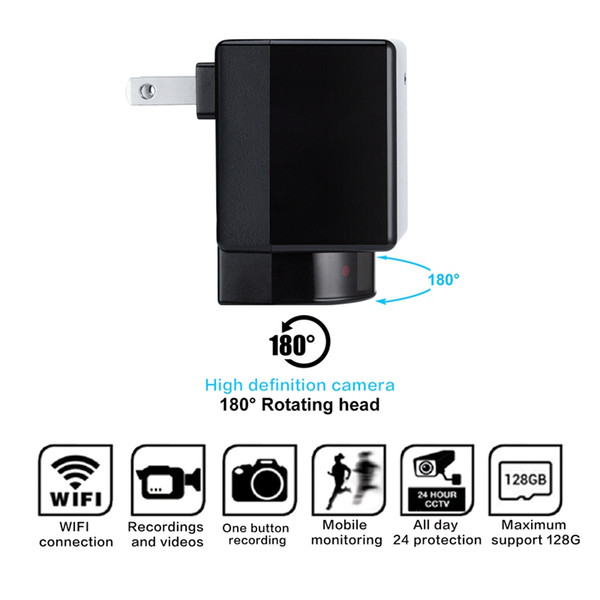 WIFI Charger camera EU US AC Adapter Plug Camera HD 1080P USB Wall Charger Wifi Camera wireless home security Nanny Cam