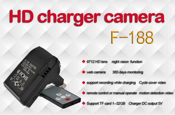 Wireless Remote Control Charger Camera F188 HD 720P 30FPS Sockets camera Wall Charger Recorder DVR With Night Vision