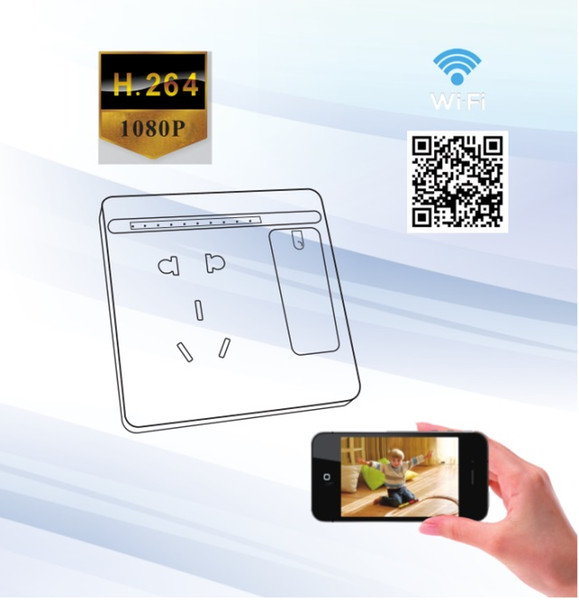 Wifi wall Socket Camera 1080P H.264 Format P2P mini IP Camera FUll HD Mini Socket DVR wireless surveillance Home Security Network Camera
