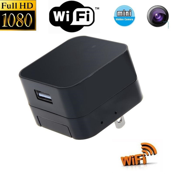 WIFI charger DVR mini IP camera P2P 1080P USB charger camera wireless surveillance home security AC adaptor video recorder DVR black