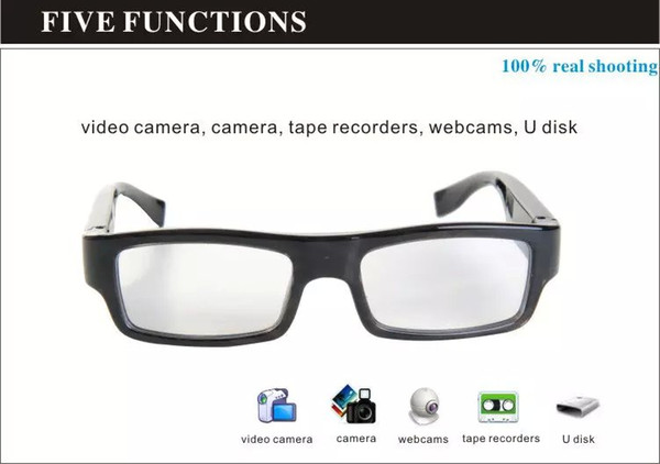 HD Glasses Camera Mini DV 720p Eyewear DVR pinhole camera Video&Audio Recorder Glasses DVR Original support TF Card No Hole