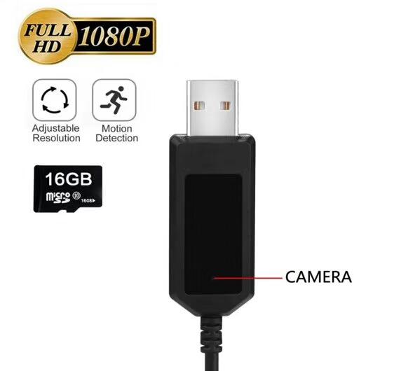 Latest FULL HD 1080P Motion detection Camera USB Charger Cable Nanny Camera with 16GB Internal Memory Loop recording USB data cable Camera