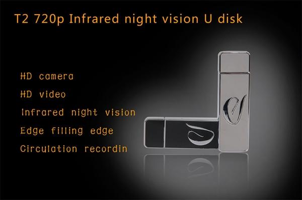 T2 HD 720P IR Night Vision USB disk camera U-DISK Mini DV DVR Recorder Camera USB Flash Drive Pinhole Camera