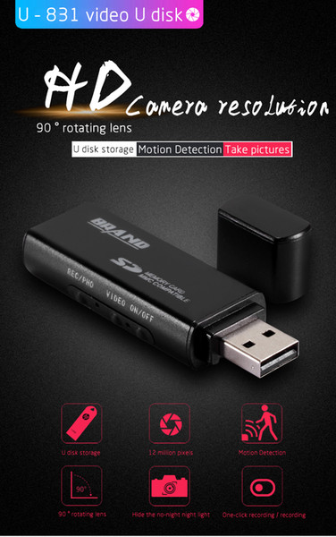Night Vision USB Disk camera Motion Detection Full HD Mini DV USB Flash Drive DVR Video camera U Disk mini video recorder black