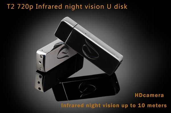 T2 Night Vision USB DISK mini Camera 720P HD usb disk Video recorder portable USB Flash Drive pinhole Camera support TF card