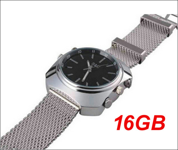 Free shipping 2015 new 1080p S2 built-in 16GB memory silver wrist infrared night vision and voice control waterproof Watch Camera