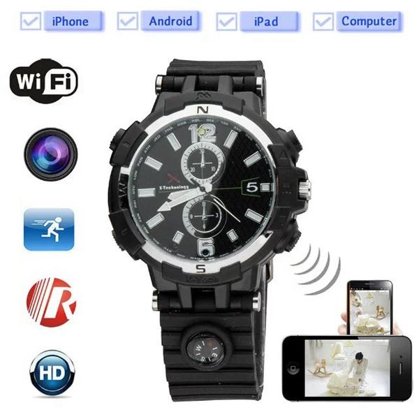 WIFI watch DVR IP camera P2P 16GB Night Vision HD 720P Motion Detection Wrist Watch mini audio video recorder for IOS Android