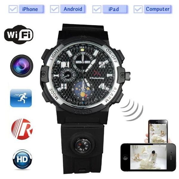 Night Vision WIFI Watch pinhole camera HD 8GB 16GB watch Remote Monitoring Watch DVR Support LED floodlight Separate Voice-Recording