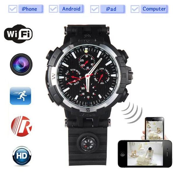 WIFI Watch DVR pinhole Camera P2P HD 720P Night Vision Watch mini IP camera Audio voice video recorder with Motion Detection