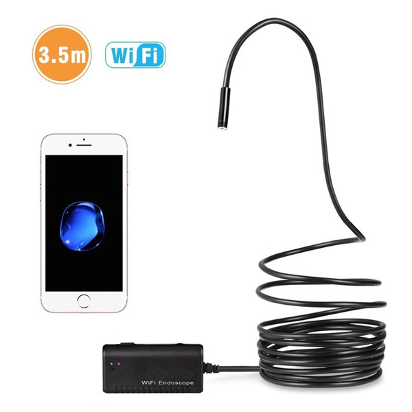 3.5 Meters Semi-Rigid Flexible Wireless Endoscope IP67 Waterproof WiFi Borescope 2MP HD Resolutions Inspection Camera Free APP