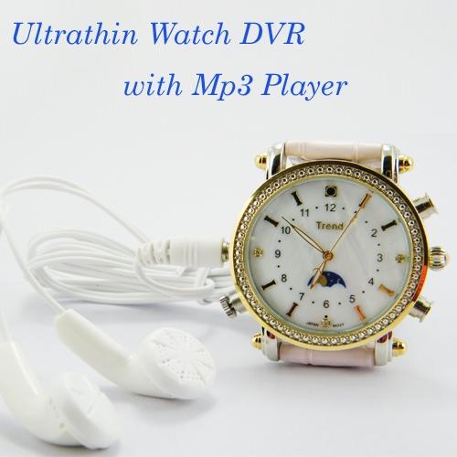 Removable Flash Disk 4GB Ultrathin Waterproof Watch Camera with MP3 Player function