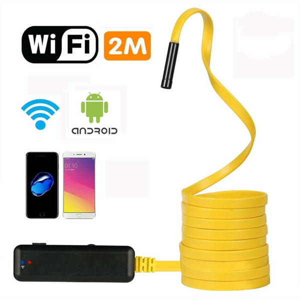 Free Shipping 2 Meters Semi-Rigid Flexible Wireless Endoscope IP67 Waterproof WiFi Borescope 2MP HD Resolutions Inspection Camera Free APP