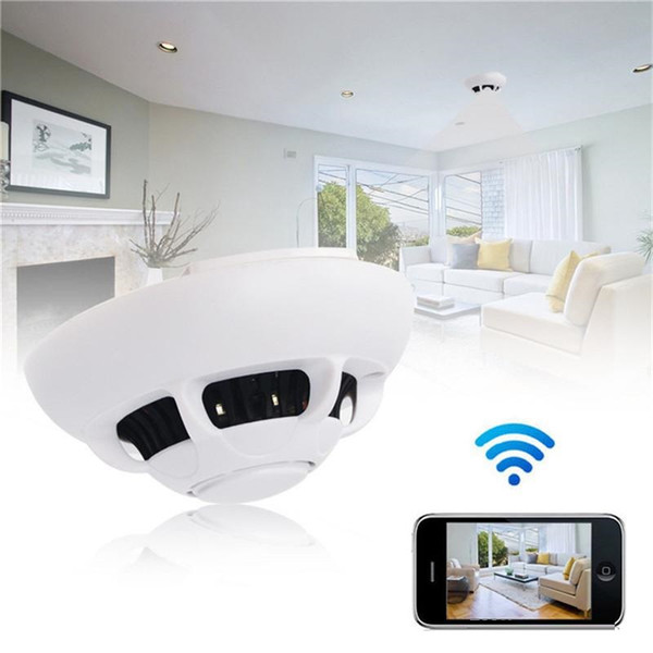 WiFi network UFO Smoke Detector Camera HD 720p Smoke Detector P2P IP Camera Digital voice video recorder Home Office Security Cameras