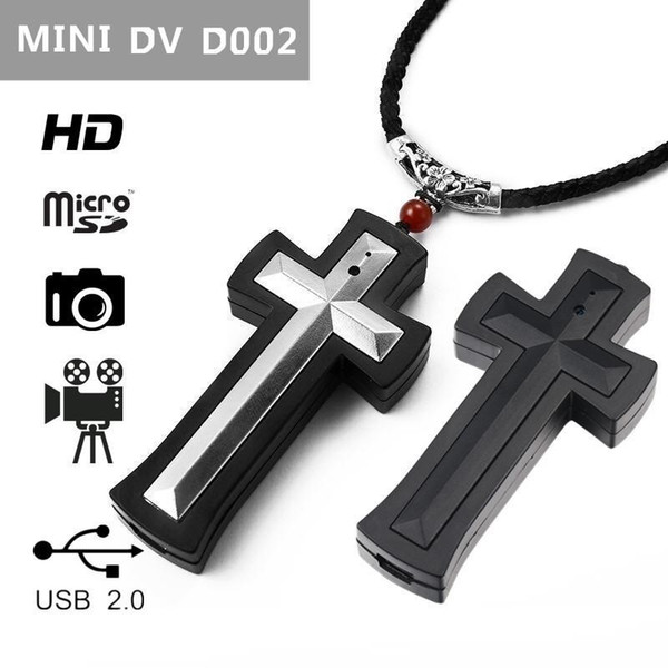 Wearble Cross Necklace Mini Camera HD 1080P Portable cross pendant pocket Camera Digital voice video recorder support tf card