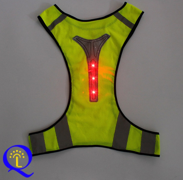 Reflective Running Vest Led Safety Vest with Adjustable Waist & Large Pocket Night Light High Visibility for Jogging Biking Motorcycle Walki