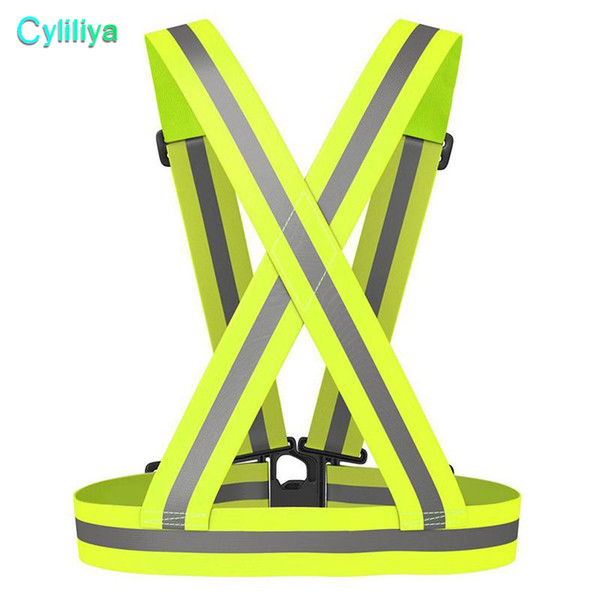 Safety Gear Reflective Vest Clothing High Visibility Day And Night Adjustable & Elastic Strip Vest Jacket For Running Cycling OutdoorSafety