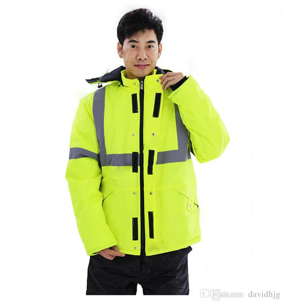 Winter Reflective Safety Jacket Road Traffic Waterproof Windproof Warm Coat Worker Repairman Outdoor Working Protective Clothing