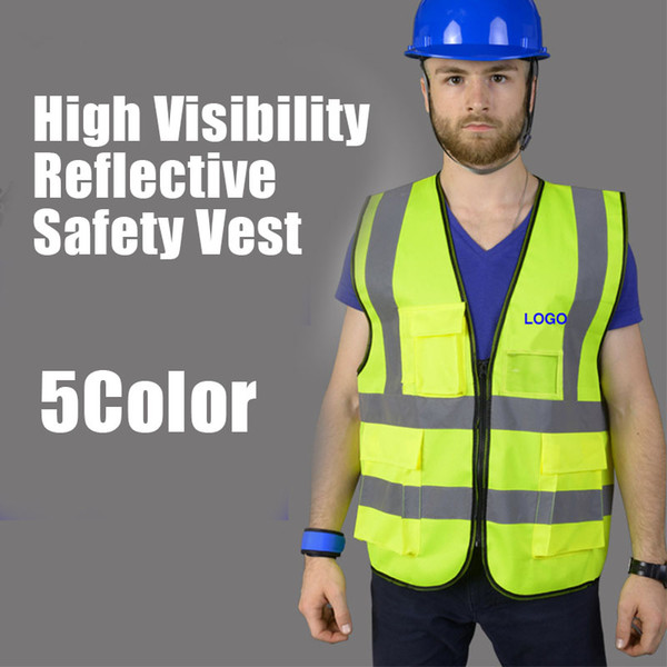 5 Color High Visibility Reflective Safety Vests Adult Roadway Workplace Free Size Warning Vests Polyester Reflective Safety Clothing