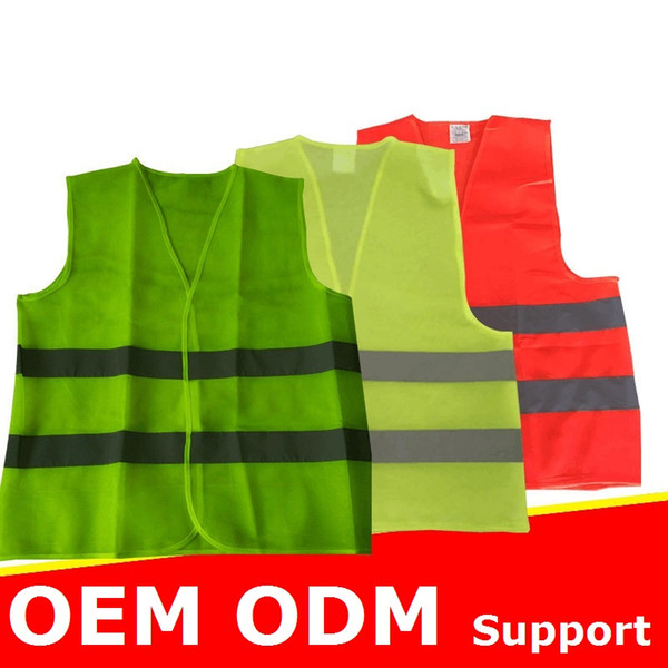 High Visibility Reflective Safety Vest Bright Neon Color with 2 Reflective Strips Red Yellow Green Support OEM ODM Free Shipping 200pcs