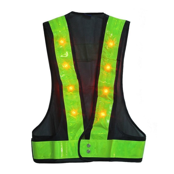 16 LED Light Up Safety Vest With Reflective Stripes Kevlar Tactical Vest Neon lime V clothing Safety Belt Article Printing