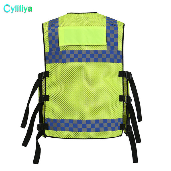 Motorcycle High visibility safety Reflective vest Lattice screen cloth Safety clothing zipper reflective work vest LLFA