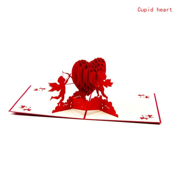 3D Pop Up Greeting Postcards Birthday Gift Cards Red Heart Festival Card Vintage Invitation Marriage Love Letters Messages