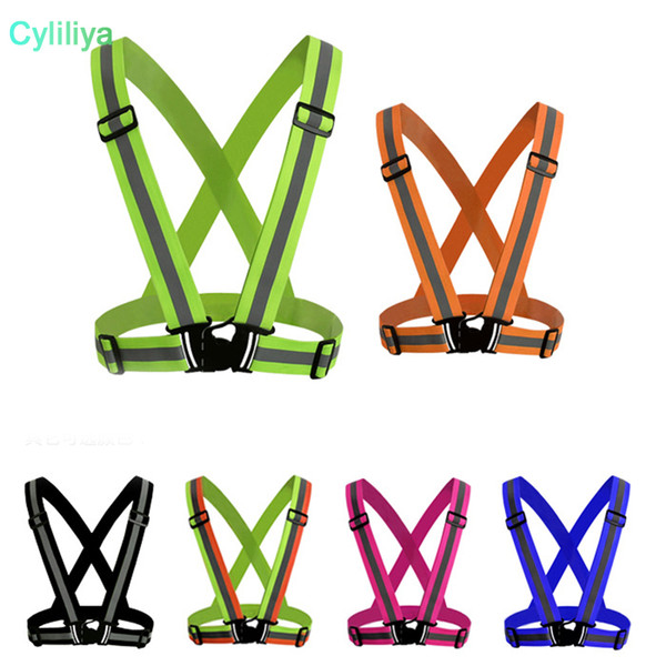 Reflective harness night running clothing vest adjustable safety vest vest reflective elastic