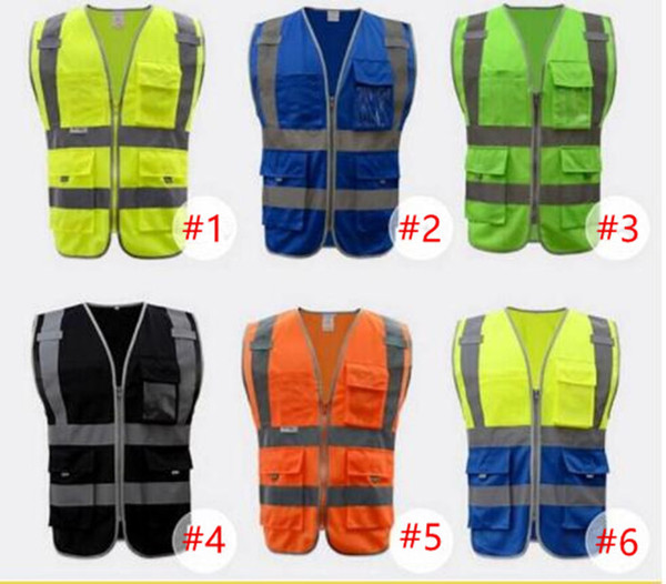 High Visibility Working Safety Construction Vest Warning Reflective traffic working Vest Green Reflective Safety Clothing Men's Vests DHL