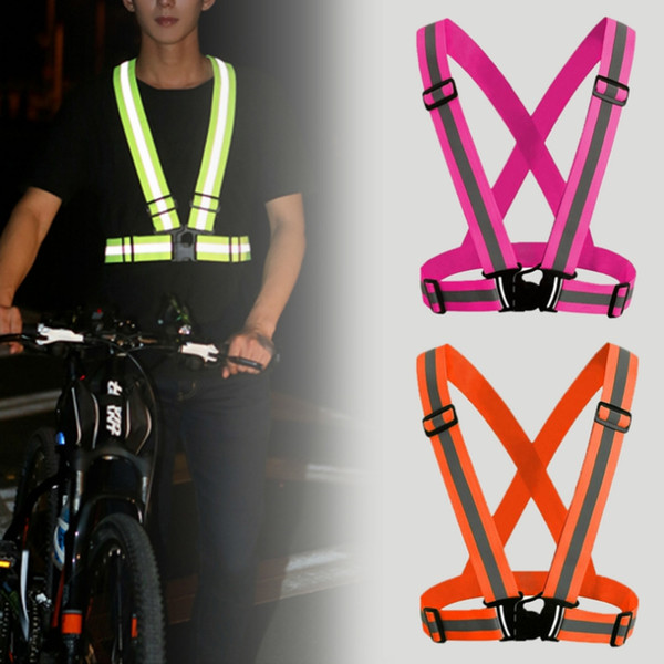 Safety Gear Reflective Vest Clothing High Visibility Day And Night Adjustable & Elastic Strip Vest Jacket For Running Cycling Outdoor