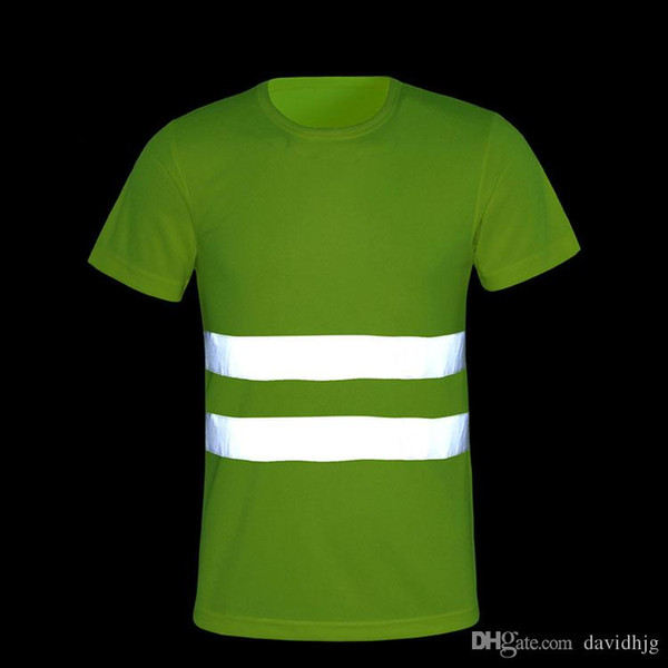 CCGK Safety Clothing Reflective High Visibility Tops Tee Quick Drying Short Sleeve Working Clothes Fluorescent Yellow Workwear