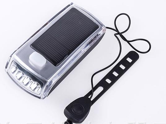 Portable Outdoor Night Cycling Lights Solar Bike Lights 4 LED Bicycle Front Head Light USB 2.0 Rechargeable Headlight with trumpet