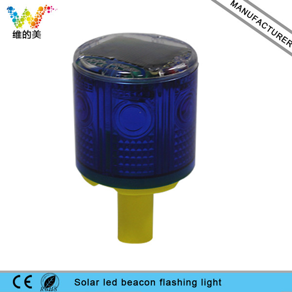 WDM iLED Solar Powered Easy Installment Warning Flashing Beacon Strobe Light Blue