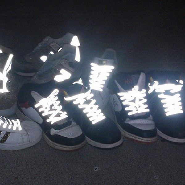 10 Pair Conspicuous Double Side Reflective Runner Safety Luminous Glowing Shoelaces Unisex For Sport Basketball Canvas Shoes