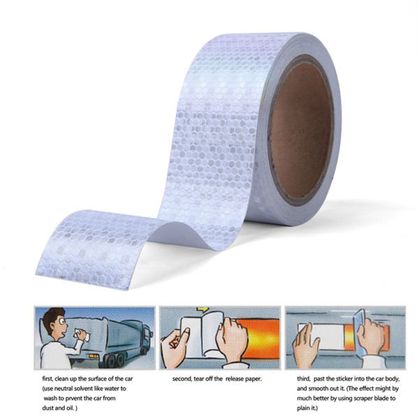 Reflective Safety Tape Honeycomb White for Trailers - Reflector Conspicuity Caution Warning Sticker Stickers High Intensity Waterproof