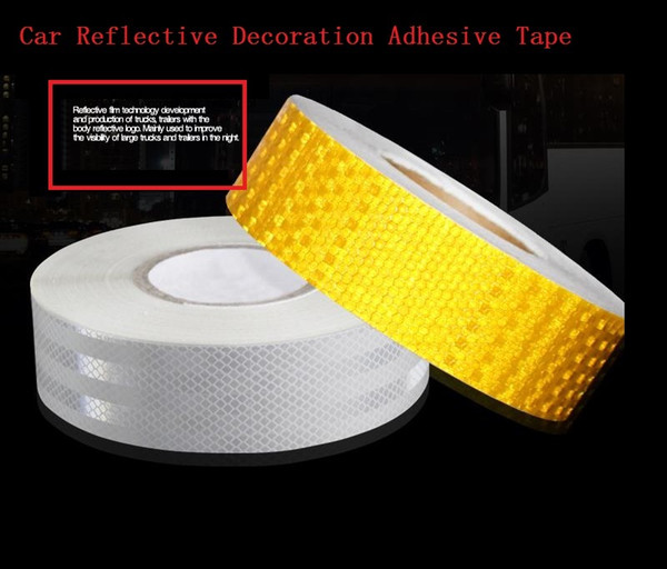 5CM*45M PVC Self-Adhesive Reflective Safety Warning Tape Sticke For Car Truck Van Car Motorcycle Traffic Signal