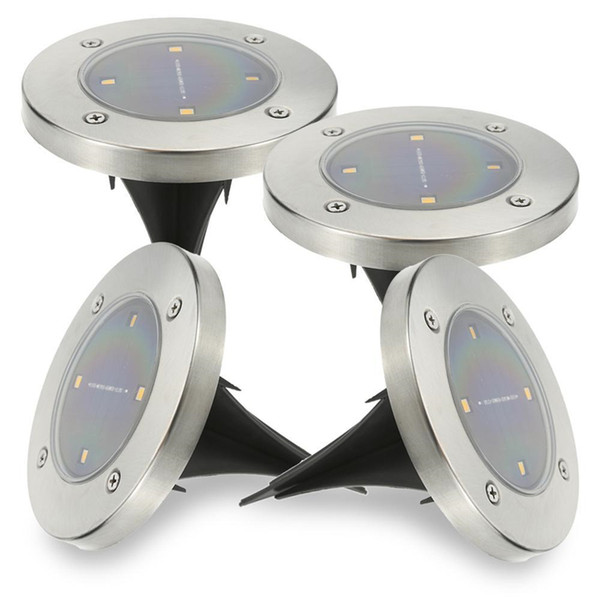 Waterproof Solar Powered LED Disk Lights 4 LED Outdoor Garden Stair Lights Portable Lanterns Hiking camping Garden Stair Lights