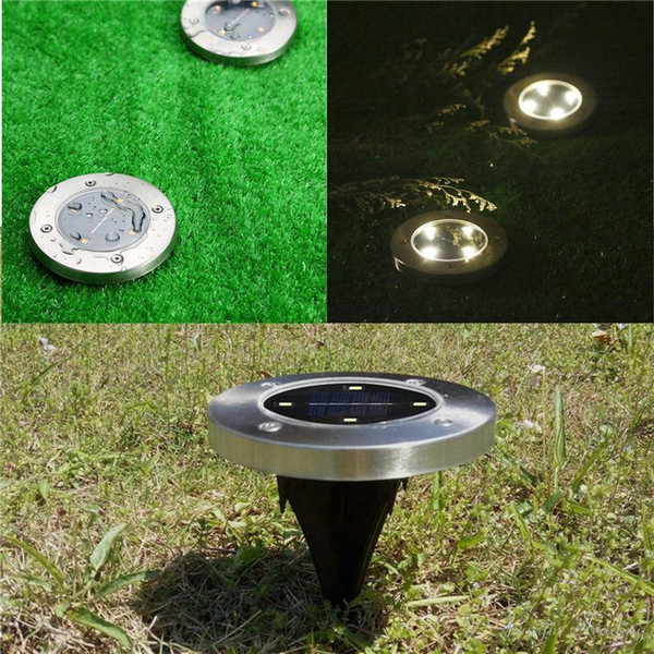 Waterproof Solar Powered LED Disk Lights 4 LED Outdoor Garden Stair Lights Portable Lanterns Hiking camping Garden Stair Lights
