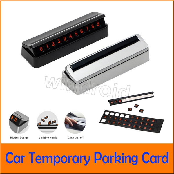 Car Temporary Parking Card Mobile Phone Number Card Hidden Replace Car Sticker Drawer Plate Rocker Switch Auto Accessories with retail box