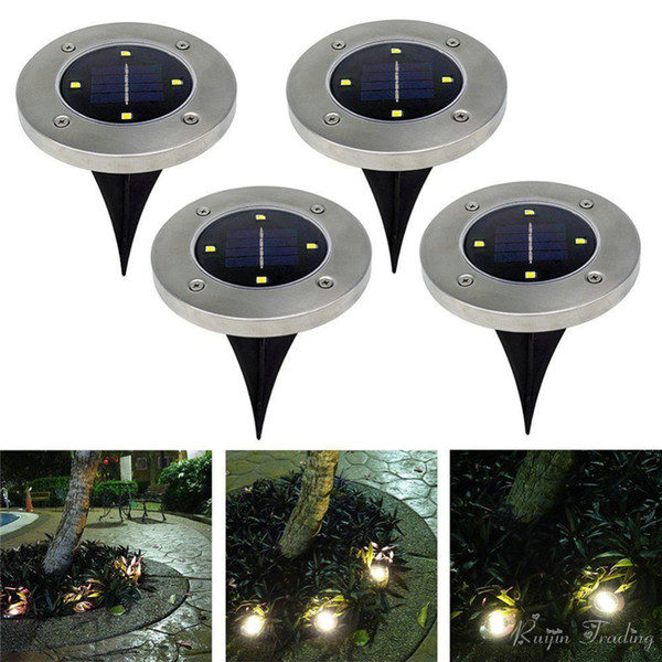 4 LED Outdoor Garden Lamp Waterproof Solar Powered LED Disk Lights Garden Stair Lighting Hiking Camping Portable Lights