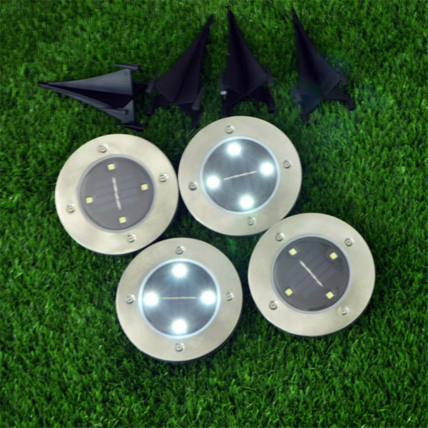 4 led Outdoor Disk Lights Solar Disk Lights Solar Powered Outdoor Portable Lanterns Hiking camping Garden Stair Lights 100Pcs