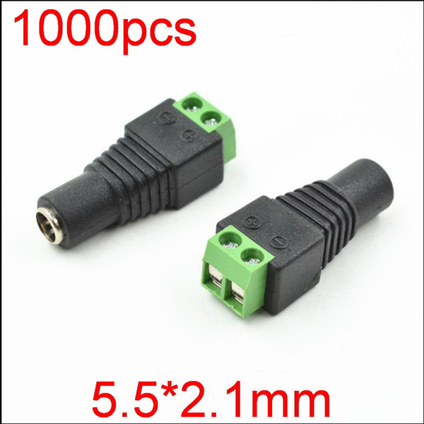 1000pcs High quality 5.5mm x 2.1mm Female CCTV LED DC Power Plug Jack Adapter Free shipping