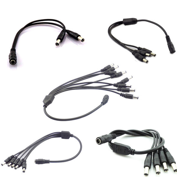 1 Female to 2 3 4 5 8 Male way Splitter Plug Cable connector 5.5*2.1mm 12V DC Power Supply for CCTV Camera Led strip light