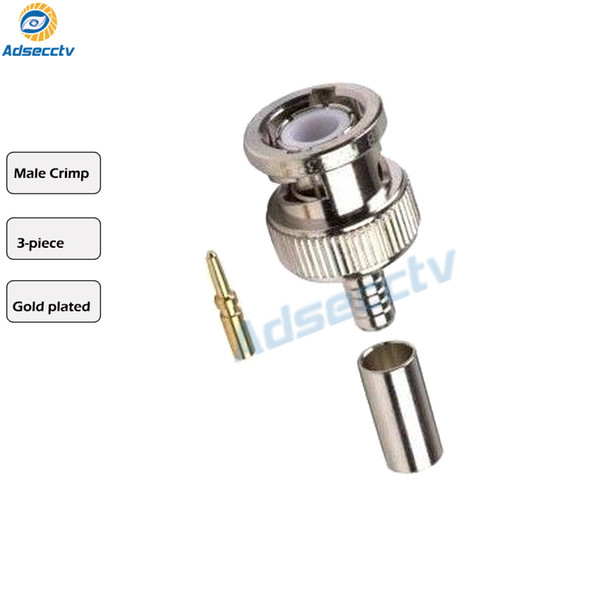 High Performance Security Accessory 3 unit Crimp-on BNC Male RG59 Coax Adapter BNC connector Connector