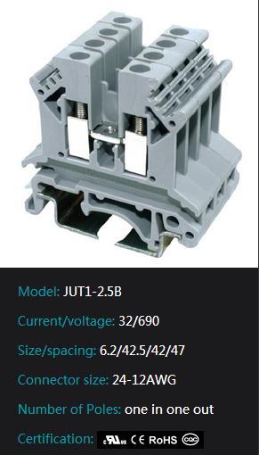 hot sale Phoenix UK Series Terminal Blocks-Screw Type China Brand JUT1-2.5B CE UL cetificate