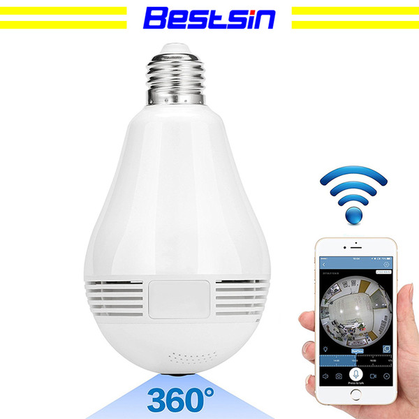 Bestsin 1.3MP 2MP 360 Degree WIFI Camera Wireless IP Camera Wi-Fi Bulb Lamp Fisheye Panoramic Surveillance Security Camera Motion Detection