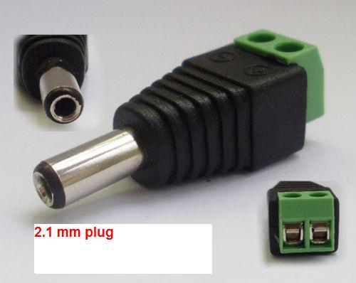 5.5/2.1mm Male CCTV UTP Power Plug jack socket Adapter Cable DC/AC 2, Camera Video Balun Connector