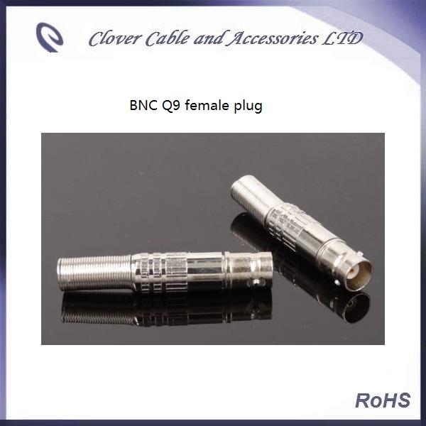 Free Shipping 10PCS/Lot NON Soldering BNC Q9 Female Plug Connector for CCTV Coaxial Cable Connection