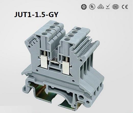 60pieces/lot Widely Use 1.5mm2 Screw-type Termina Din Rail Terminal Block - Screwtype(Universal) - JUT1-1.5